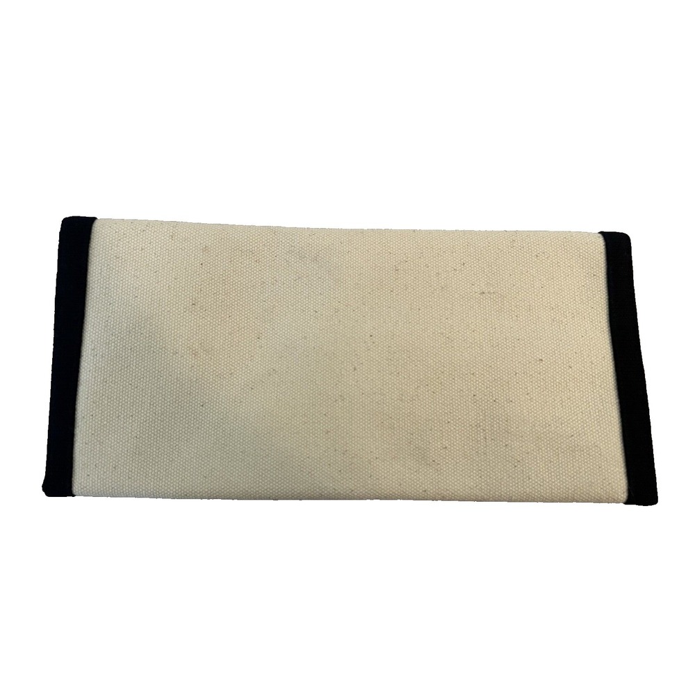 QBS Designs Clutch Fold Over Ivory Navy Embroidered Snowflake Medallion Linen - Picture 3 of 7
